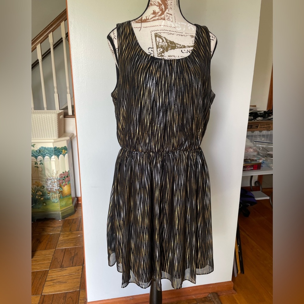 Iz Byer Black and Gold Mini Dress, Size XL